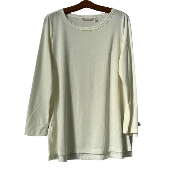 Soft Surroundings Crewneck Long Sleeve Tunic Top Womens M Pullover Ivory Cream - Picture 1 of 7